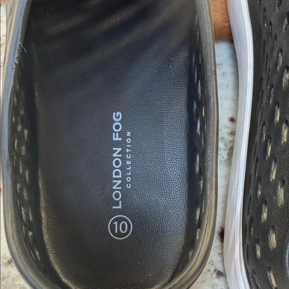 London Fog Black Perforated Slip-On Sneakers